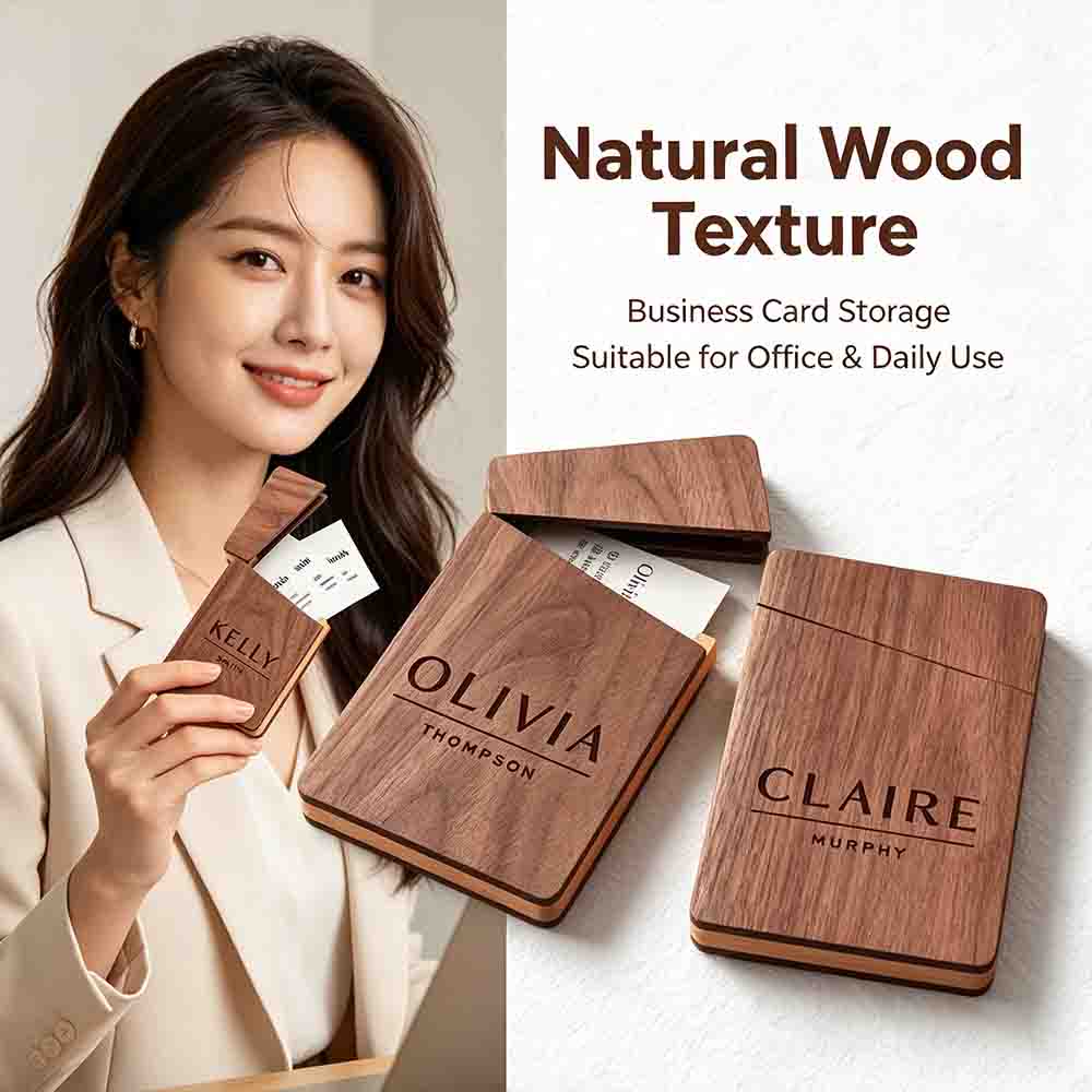 Business Card Holder Wooden Of - مراجعة Personalized Name Box وسعره