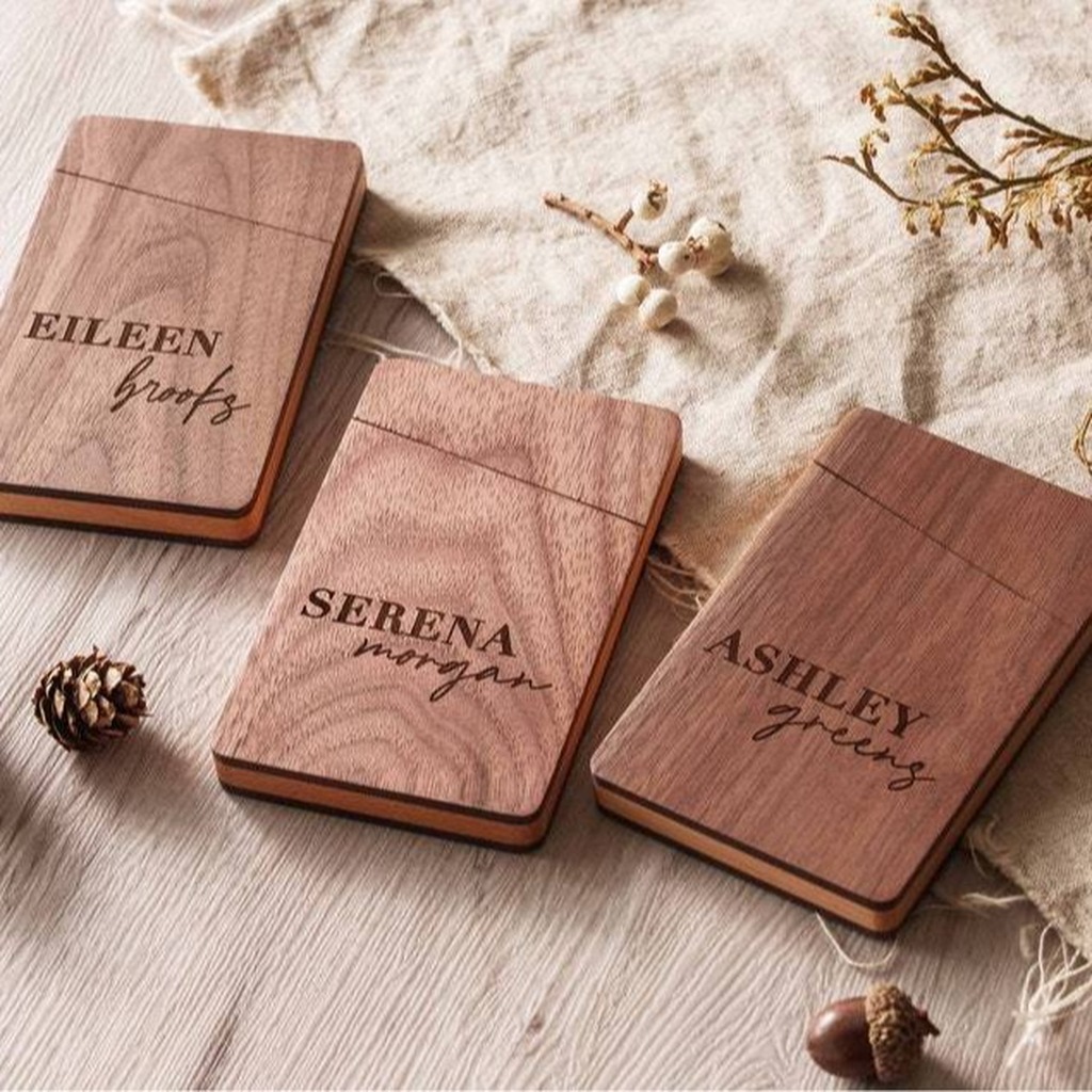 Business Card Holder Wooden Of - مراجعة Personalized Name Box وسعره