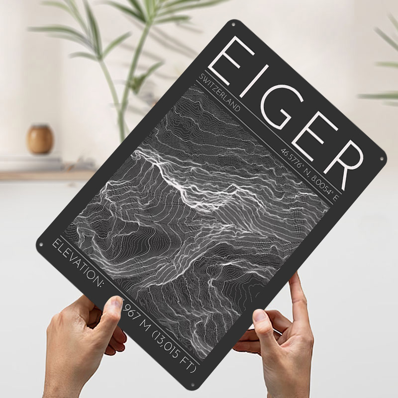 Eiger Mountain Topographic Con - مراجعة Custom Map Poster وسعره