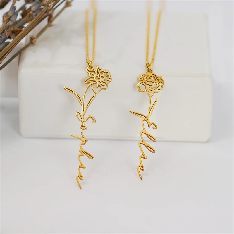 Personalized Birth Flower Name - مراجعة Birth Flower Necklace وسعره