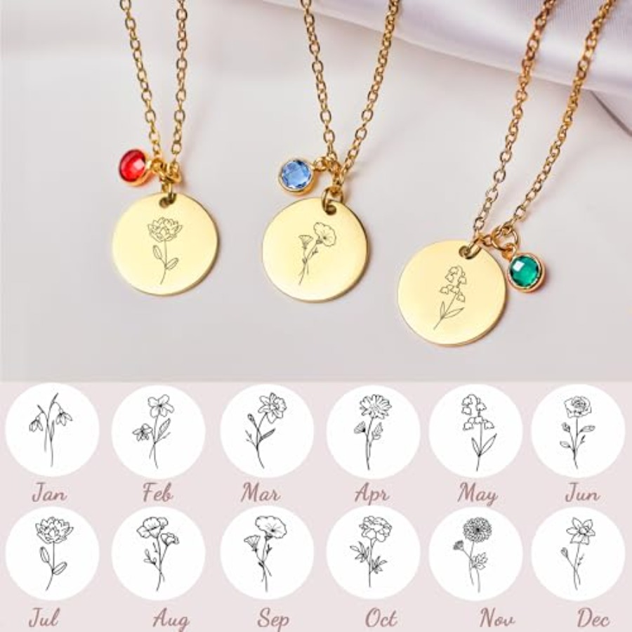 Birth Flower Necklaces for Wom - مراجعة Birth Flower Necklace وسعره