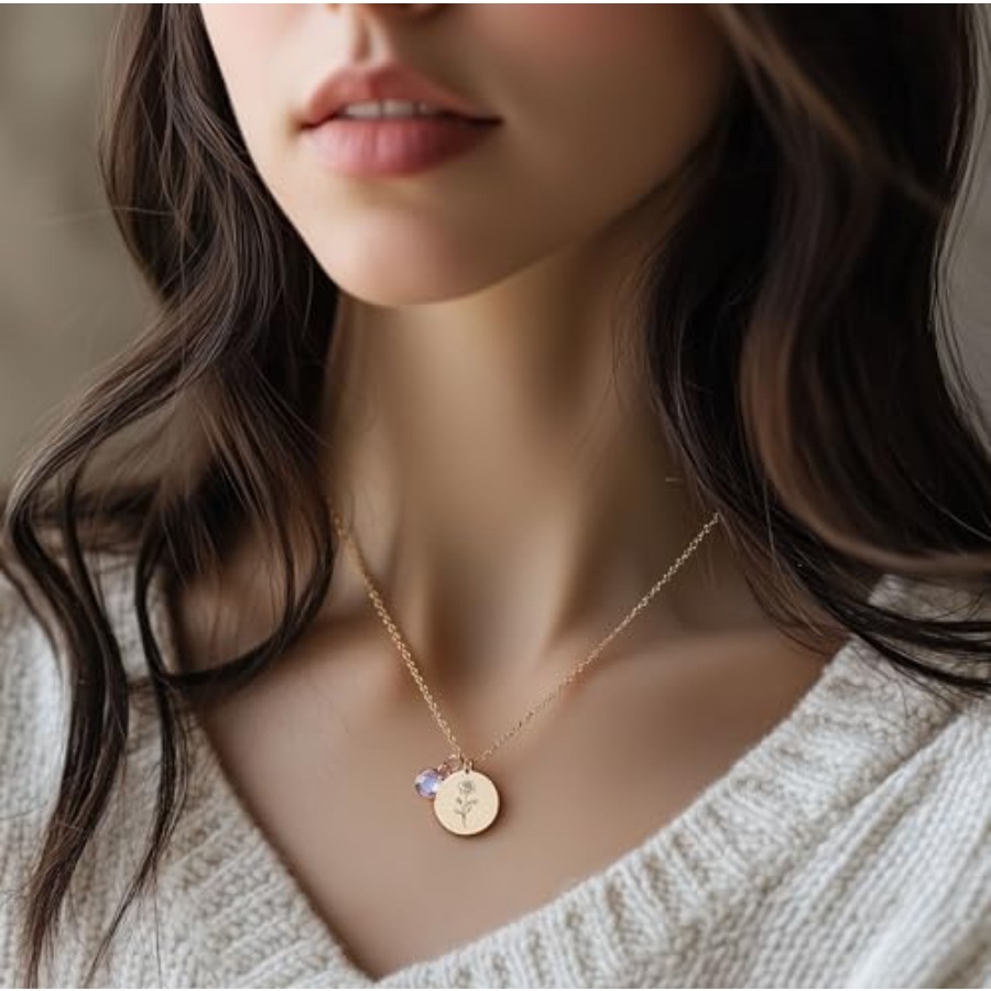 Birth Flower Necklaces for Wom - مراجعة Birth Flower Necklace وسعره