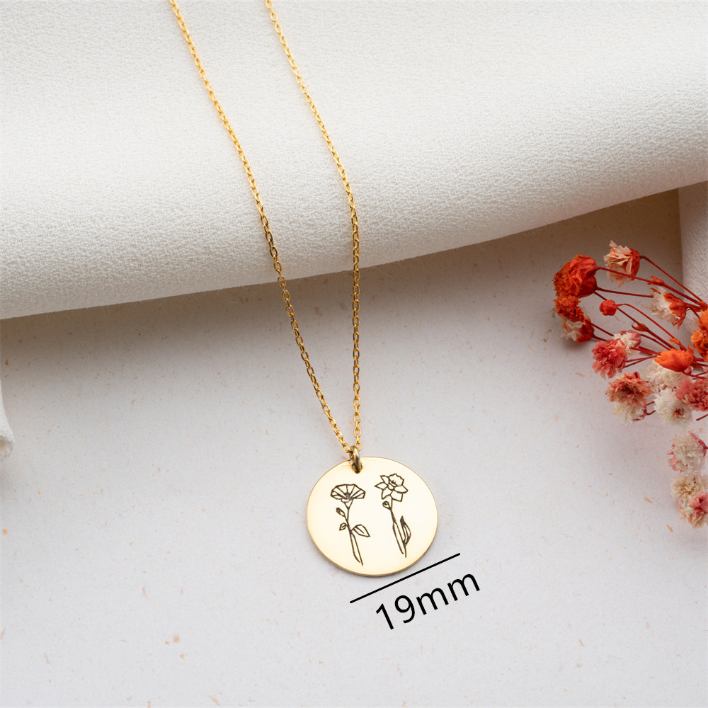 Family Birth flower Necklace C - مراجعة Birth Flower Necklace وسعره
