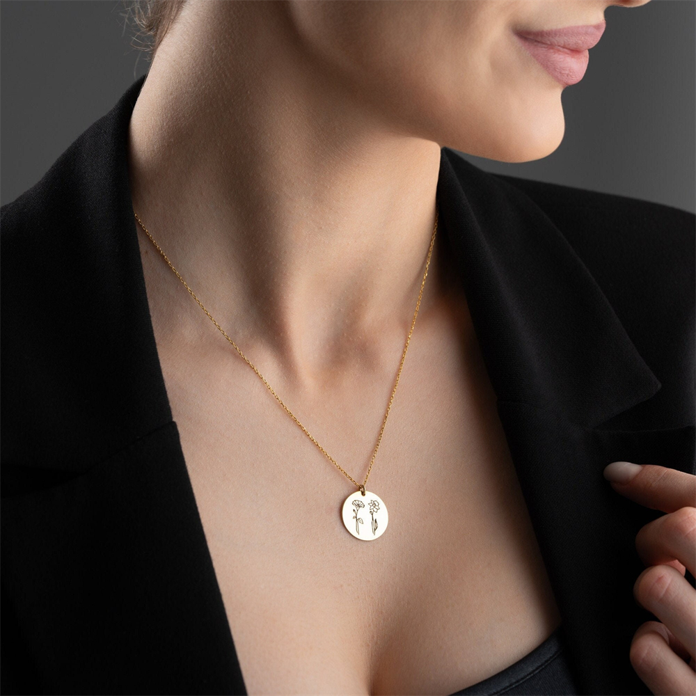 Family Birth flower Necklace C - مراجعة Birth Flower Necklace وسعره