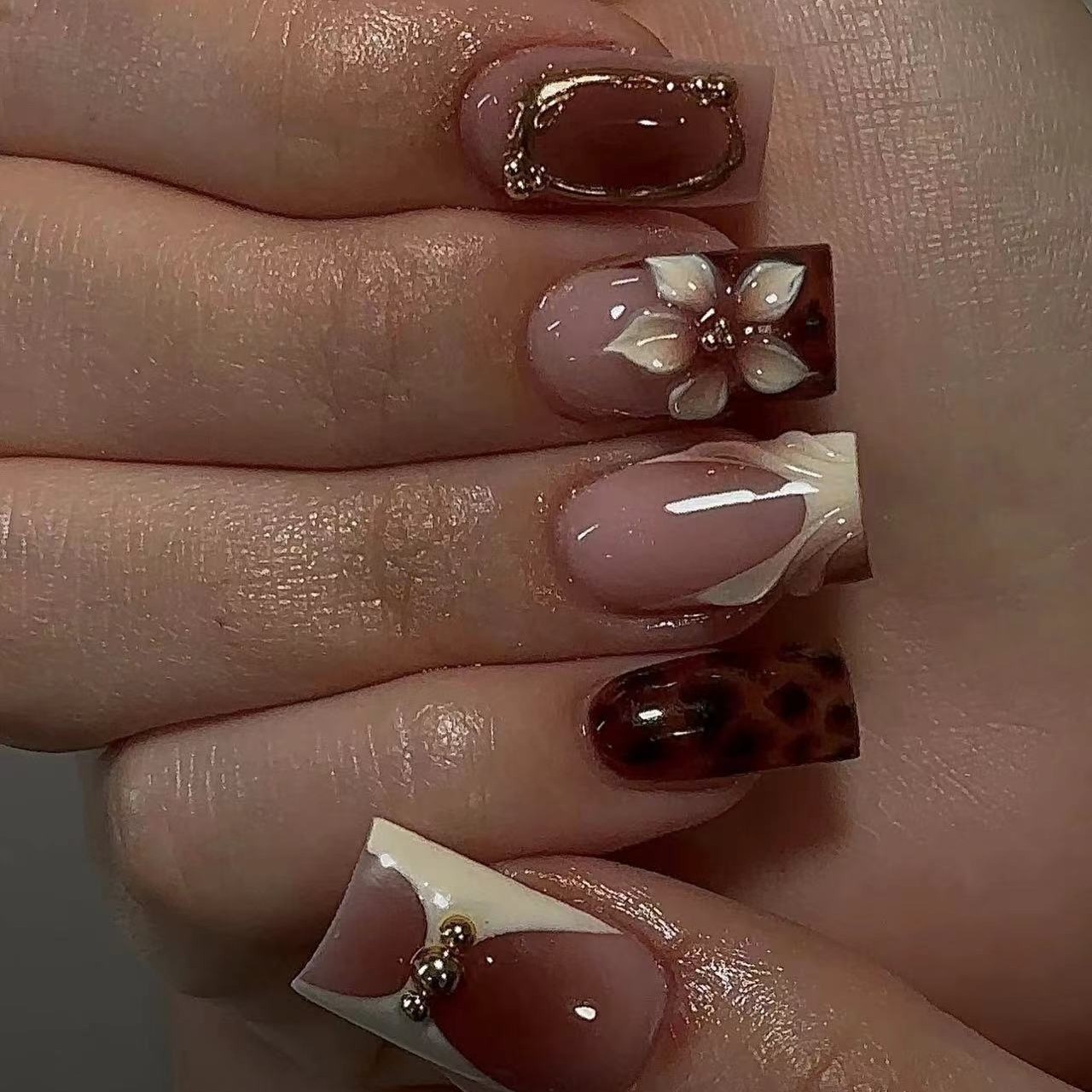 Short square fake nails for wo - مراجعة Pressed Flower Art وسعره