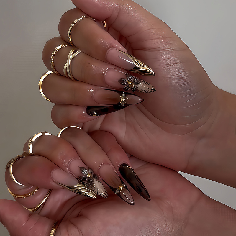 24pcs Red French Press on Nail - مراجعة Pressed Flower Art وسعره