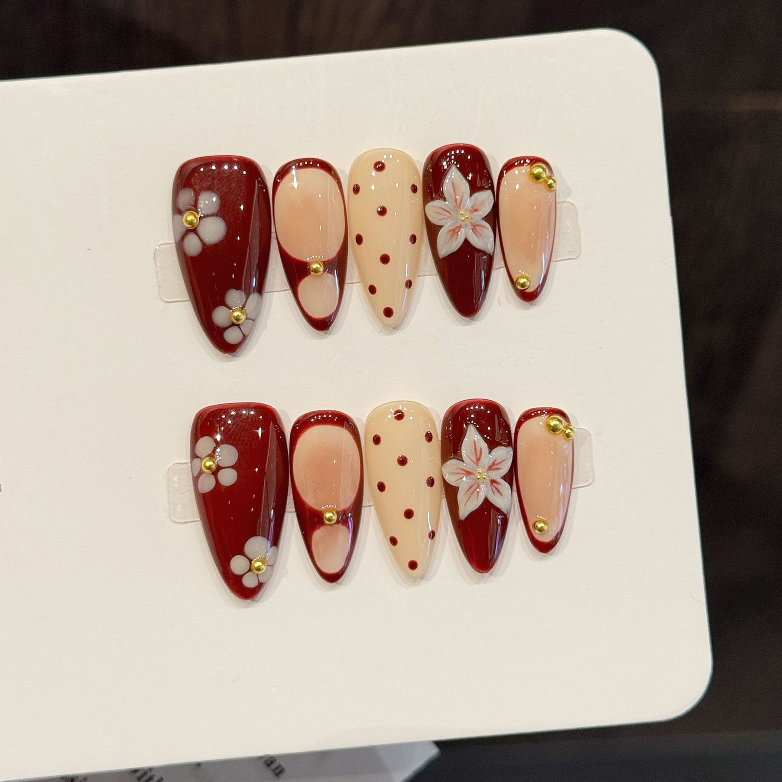10pcs Handmade Wine Red French - مراجعة Pressed Flower Art وسعره