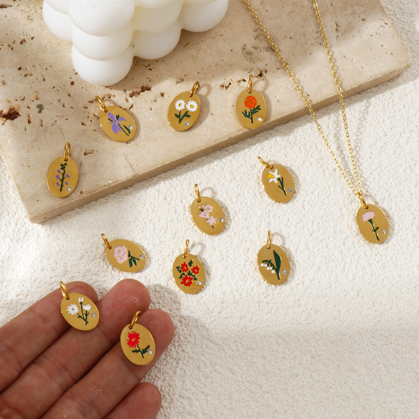 1 Piece 304 Stainless Steel Bi - مراجعة Birth Flower Necklace وسعره
